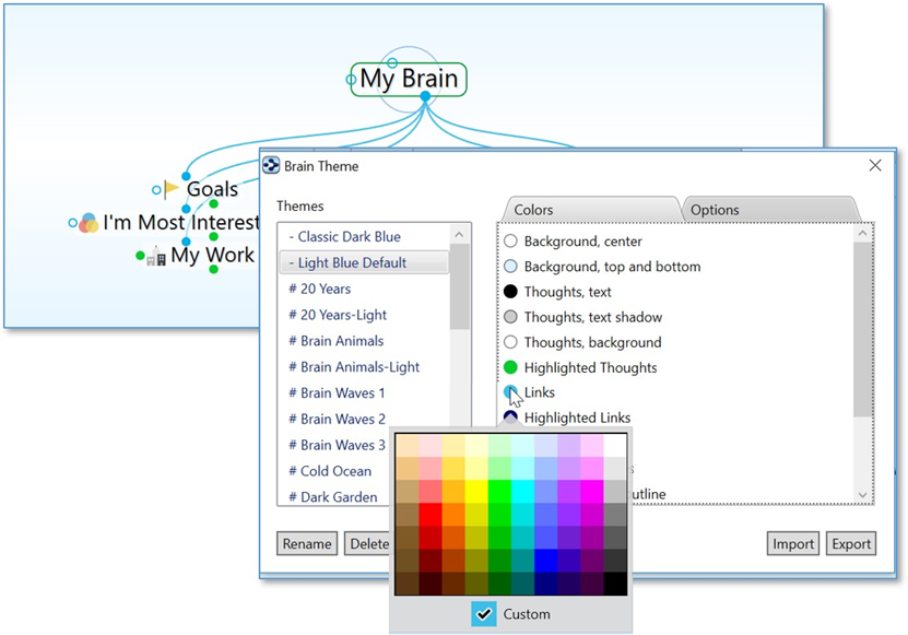 思维导图TheBrain基础实操教程——选择主题并自定义主题颜色 思维导图TheBrain基础实操教程——选择主题并自定义主题颜色